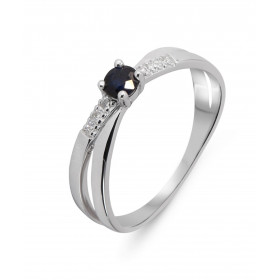 Bague Or Blanc 750 Saphir Rond 3.5mm Diamants Bague Or Blanc 750 composée deux anneaux entrelacés, d un Saphir rond 3.5mm ...