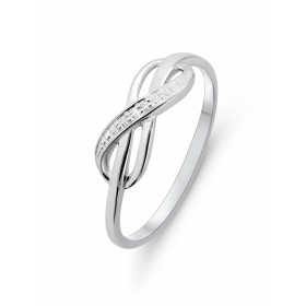 Bague Or Blanc 750 Signe Infini et Diamant