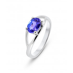  Bague Or Blanc sertie d une Tanzanite ovale 7x5mm Poids Tanzanite : 1 carat Qualité Tanzanite : AAA 