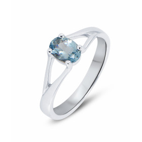  Bague Or Blanc Aigue Marine Aigue Marine Ovale 7x5m (0,7 carat) Serti à griffes 