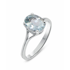  Bague Or Blanc 750 sertie d une Aigue Marine Pierre Ovale 9x7mm Poids l aigue marine : 1,3 carat Serti à 4 griffes 