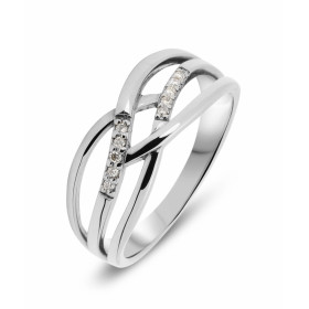  Bague Or Blanc sertie 10 diamants pour un poids total 0,06 carat Largeur monture (vue dessus) : 7,7mm Couleur Diamant : H...