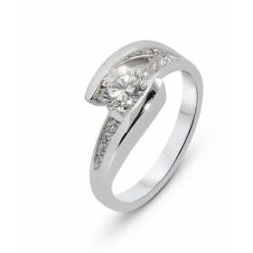  Bague Or Blanc Diamant Pierre centrale : 1 diamant 0,70 carat Couleur G - Pureté Vs (diamètre : 5.6mm)) Entourage composé...