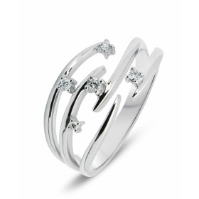 Bague Or Blanc 750 Diamants Largeur monture (vue dessus) : 10mm Couleur Diamant : H Pureté Diamant : I