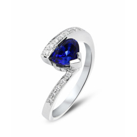 Bague Or Blanc  Saphir Birman et Diamant