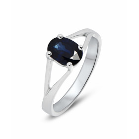  Bague Or Blanc 750 Saphir Saphir ovale 8x6mm serti à griffes Poids Saphir : 1.1 carat 