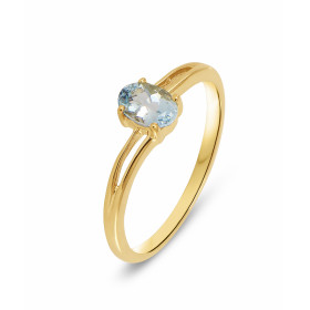 Bague Or Jaune 375 Aigue Marine Cette jolie bague corps ondulé est ornée d une pierre ovale La pierre mesure 6x4mm, elle e...
