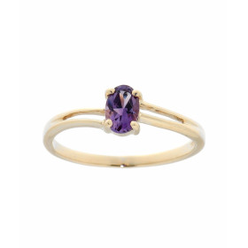 Bague Or Jaune 375 Améthyste Cette jolie bague corps ondulé est ornée d une pierre ovale La pierre mesure 6x4mm, elle est ...