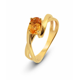 Bague Or Jaune 375 Citrine Ovale 7x5mm 