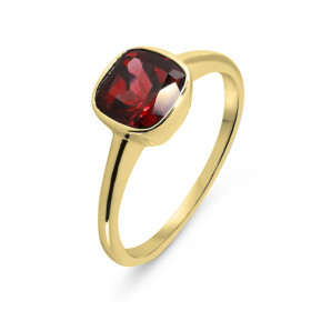  Bague Grenat Or Jaune 375 La pierre centrale est un Grenat taille coussin 7x7mm Elle est maintenue sur cette monture par ...