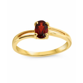  Bague Or Jaune 375 Grenat Cette jolie bague corps ondulé est ornée d une pierre ovale La pierre mesure 6x4mm, elle est ma...