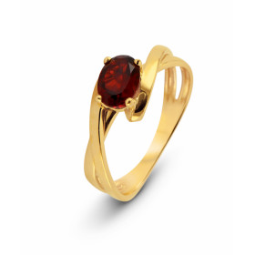 Bague Or Jaune 375 Grenat Ovale 7x5mm Bague Or Jaune 375 sertie d une pierre ovale 7X5mm Monture composée deux anneaux ent...