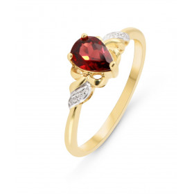 Bague Or Jaune 375 Grenat Poire 7x5mm Diamants Bague sertie d une Grenat poire 7x5mm 4 diamants Poids Grenat : 0.6 carat 4...