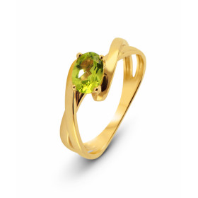 Bague Or Jaune 375 Péridot Ovale 7x5mm Bague Or Jaune 375 sertie d une pierre ovale 7X5mm Monture composée deux anneaux en...
