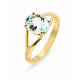  Bague or jaune 750 sertie d une Aigue marine ovale 10x8mm (2.1 carats) Serti 4 griffes 