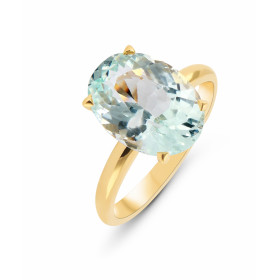 Bague Or Jaune 750 sertie d une Aigue marine ovale 14x10mm (4.9 carats) Serti à griffes 