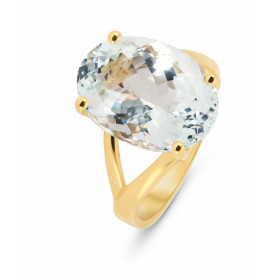  Bague Or Jaune 750 Aigue Marine Ovale 16x12mm Aigue Marine ovale 8.3 carats sertie à griffes 