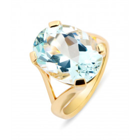  Bague Or Jaune 750 Aigue Marine Ovale 16x12mm Aigue Marine ovale 8.8 carats sertie à griffes 