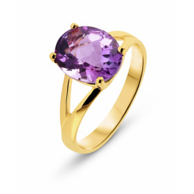  Bague Or Jaune 750 sertie d une Améthyste ovale 11x9mm Serti à griffes Poids améthyste : 3 carats  