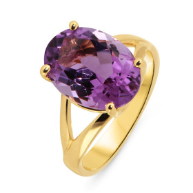  Bague Or jaune 750 Améthyste Ovale 14x10mm Bague Or jaune 750 (18 carats) Améthyste ovale 14x10mm (5.2 carats) Serti à 4 ...