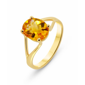 Bague Or Jaune 750 Citrine Ovale 10x8mm