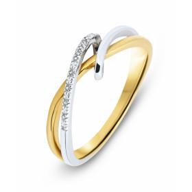 Bague Or Jaune 750 sertie deux diamants 0,005 carats Largeur bague (sur doigt, vue dessus) : 6,1mm Poids Diamant : 0,01 ca...