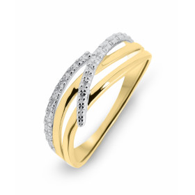  Bague Or Jaune 750 sertie 2 diamants pour un poids total 0,01 carat Largeur bague (sur doigt, vue dessus) : 6,6mm Poids D...