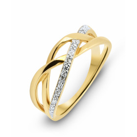  Bague Or Jaune 750 sertie 5 diamants pour un poids total 0,026 carat Largeur bague (sur doigt, vue dessus) : 7,2mm Poids ...