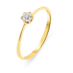 Bague Or Jaune 750 Diamant Serti Illusion Pavage composé 7 pierres pour un poids total 0.06 carat Largeur du motif : 4.4mm