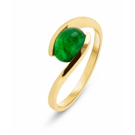  Bague Or Jaune 750 Emeraude Cabochon Ovale 9x7mm Bague Or 750 (Or 18 carats) Emeraude taille cabochon ovale 9x7 mm (2.3 c...