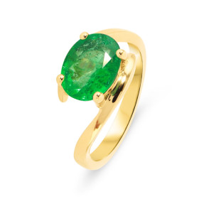  Bague Or Jaune 750 Emeraude Ovale 10x7.5mm Serti à griffes Poids Emeraude : 2 carats 