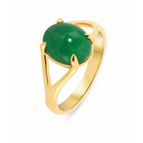  Bague Or Jaune 750 sertie d une Emeraude Cabochon ovale 10x8mm (3.1 carats) Serti à griffes 