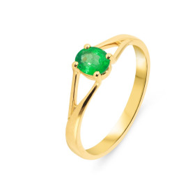  Bague Or jaune 750 sertie d une Emeraude ovale AAA 6x5mm Poids Emeraude : 0,55 carat Serti à griffes 