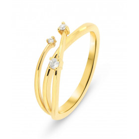  Bague Or Jaune 750 Diamant Bague sertie 3 diamants pour un poids total 0.06 carat 