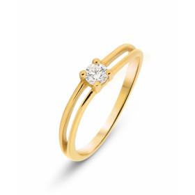 Bague Or Jaune sertie d un Diamant 3,3mm diamètre (0,13 Carat - Couleur G - pureté Si) 