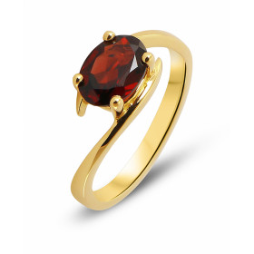  Bague or jaune 750 sertie d un grenat ovale 8x6mm Corps croisé Serti à griffes Poids grenat : 1,4 carat 