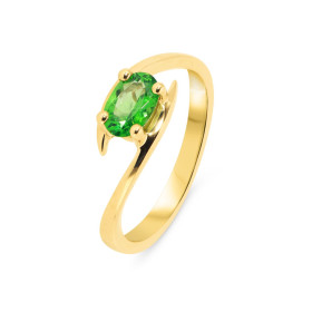 Bague Or Jaune 750 Grenat Tsavorite Ovale 7x5mm