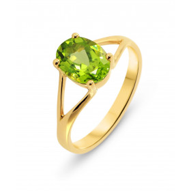 Bague Or Jaune 750 Péridot Ovale 9x7mm