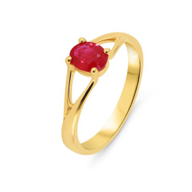  Bague Or Jaune 750 sertie d un Rubis ovale 6x4mm Serti à griffes Poids rubis : 0.8 carat Qualité Rubis : AAA 