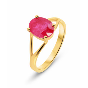  Bague Or Jaune 750 Rubis Pierre Ovale 9x7mm (2 carats) Serti à griffes 