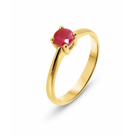  Bague Or Jaune 750 sertie d un Rubis rond 4.5mm Monture type solitaire Serti à griffes Poids rubis : 0.4 carat  