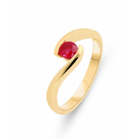 Bague Or jaune 750 Rubis rond 4mm