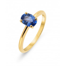  Bague Or Jaune 750 sertie d un Saphir Ceylan Ovale 7x5mm Poids Saphir : 0.95 carat Qualité Saphir : AAA Serti à griffes 