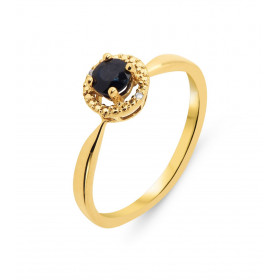 Bague Or Jaune 750 Saphir Rond 4mm et diamants