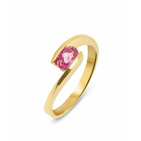 Bague Or Jaune 750 Saphir Rose 6x4mm. Bague en Or Jaune 750 (18 carats). Saphir rose ovale de 6x4mm (0,57 carat). Serti de...