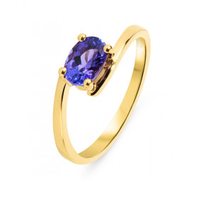  Bague Or Jaune 750 Tanzanite Ovale 7.5x5.5mm AAA Pierre ovale 7.5x5.5mm (1.1 carat) qualité AAA Serti demi clos Monture c...