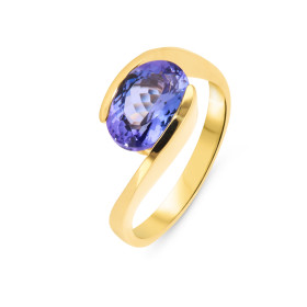  Bague Or jaune 750 Tanzanite Ovale 9.5 x 7.5mm Bague Or jaune 750 (18 carats) Tanzanite ovale 9.5 x 7.5mm (2.7 carats) Qu...