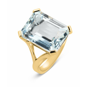  Bague Or Jaune 750 sertie d une Aigue Marine rectangulaire 16x12mm Serti à griffes Poids l aigue marine : 10 carats 
