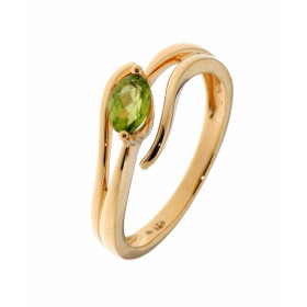 Bague Or 750 Péridot sertie d une pierre ovale 6x4mm Largeur monture (vue dessus) : 8.5mm 
