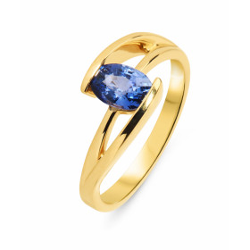  Bague Or Jaune sertie d un Saphir ovale 7x5mm (0.85 carat) Largeur monture (vue dessus) : 8,1mm Monture solitaire croisé 